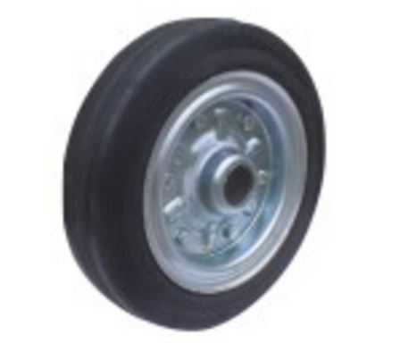 Solid Rubber Tyre Wheels - 200 x 75 mm, 225 Kg Load Capacity, Sintered Iron Bush & Ball Bearing Design | New Equipment Type