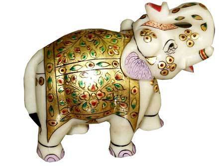Hand Painted Decorative Marble Elephant