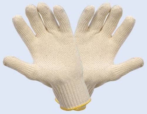 Knit Gloves - Cotton, Large, Off-White | Seamless Knit, High Tenacity, Durable, Comfortable, Pack of 10 Pairs