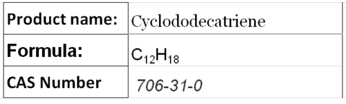 Cyclododecatriene - Colorless Liquid, C12H18, CAS 706-31-0 | Nylon-12 Precursor, High Purity >98%, Chemical Intermediate