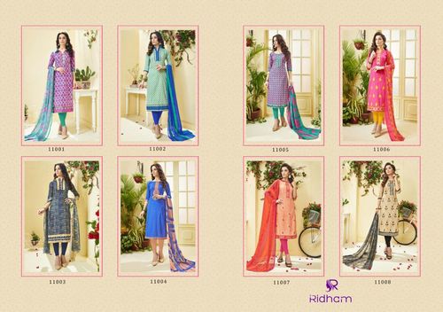 Cotton Embroidered Suit - 3 Mtr Cotton Bottom, 3 Mtr Chiffon Dupatta | Comfortable, Elegant, Ready to Wear, 8 Pieces