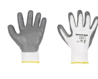 Coated Hand Gloves - Nitrile Coated Polyamide, Size 8, White/Grey | Oil Resistant, Durable Grip, Fine Handling