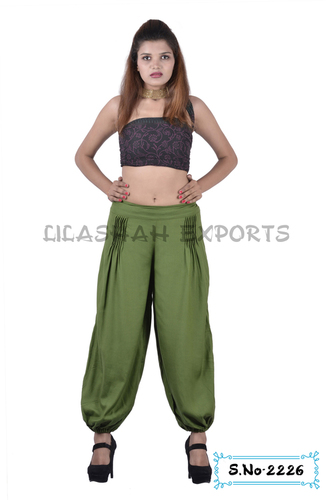 Dry Cleaning Rayon Plain Mehndi Green Color Trouser
