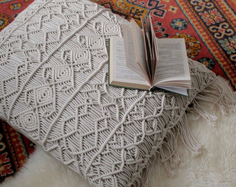 Slate Macrame Cushion