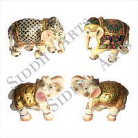 Hand Carved and Painted Marble Elephant