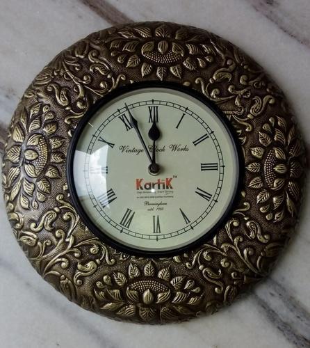 Wooden Brass Fitted Wall Clock