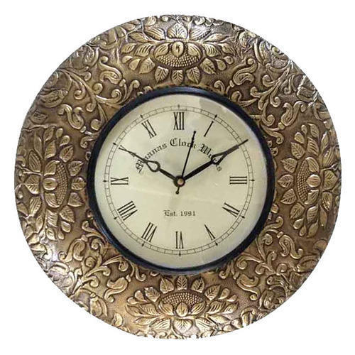 Brass Fitted Wall Clock - 12x12 Inches | Handcrafted Artisan Quality, Ideal for Diwali and Wedding Gifts