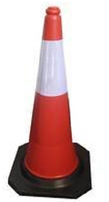 Traffic Cone - PVC, 1000 mm Height, 470x470 mm Orange Base, 12 Inch Sleeve, Durable Base, Weather Resistant