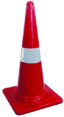 Traffic Cone - PVC, 750 mm Height, 385x385 mm Base, Red, 6 Inch Sleeve | Durable Base, High Visibility, Easy Setup