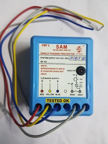 Single Phase Preventer - Brass Material, 103 x 66 x 43 mm, 415V AC, 50 Hz | Complete Protection Against Single Phasing, Auto Reset, Reverse Phasing Alert