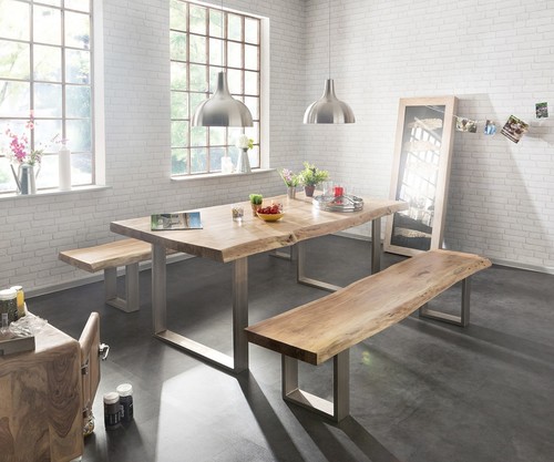 Industrial Live Edge Dining and Bench