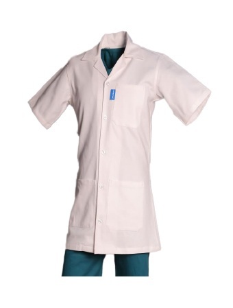 Lab Coat - Polyester Cotton Blend Large White, Two Hip Pockets, Chest Pocket, Heavy Duty Buttons