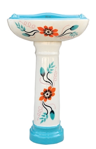 Bathroom Printed Pedestal Wash Basin