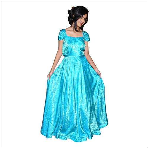 Partywear Gown - Silk, Sizes (S, M, L), Sky Blue | Intricate Patterns, Quick Dry, Washable, Short Sleeves, Shrink and Fade Resistance
