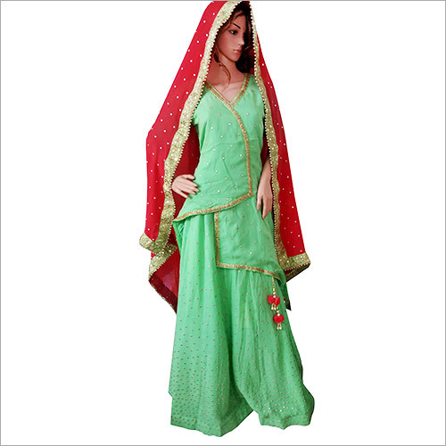 Red And Green Designer Lehenga