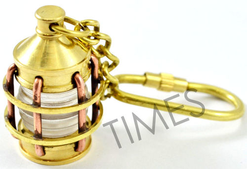 Lamp Keychain - Brass And Glass, 2x1 Inches, Gold | Chrome Finish, Handicraft Gift, Decorative Keychain