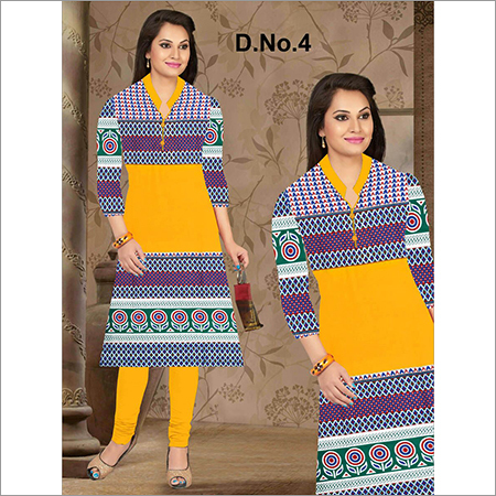 Jaipuri Kurti - Cotton, Size XL, Yellow Color | Multi Printed, Full Sleeves, Casual & Formal Wear, Elegant Collar Neck Design