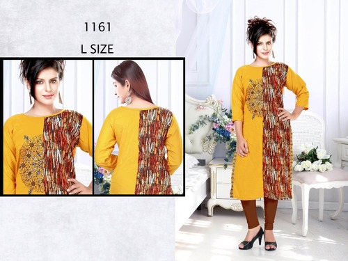 Silk Kurti - Modal Silk, Size XL/XXL | Rich Blue with Pink Embroidery, Long Sleeves, Modern Casual and Party Wear