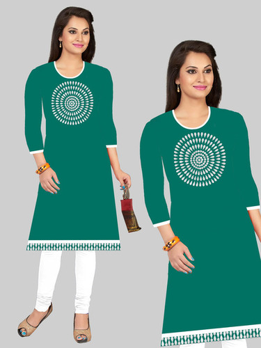 Rayon Kurti - XL, XXL | Rich Red Color, Full Sleeves, White Embroidered Circle Motifs, Modern Style