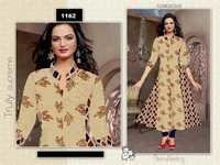 Jaipuri Kurtis - Cotton Fabric, Xl Size, Blue And Green Multicolored Printed Design | Full Sleeves, Collar Neck, Ideal For Casual And Formal Wear