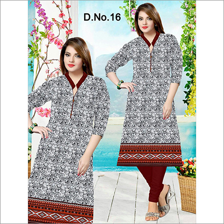 Jaipuri Kurti - Cotton, XL Size, Brown Color | Full Sleeves, Multi Printed Motifs, Elegant Design for Casual and Formal Wear