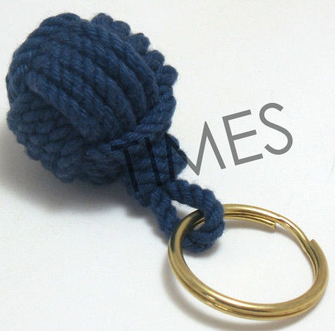 Monkey Fist Rope Keychain - Nylon Rope, 2 Inch, Navy Blue | Handcrafted, Durable, Stylish, Portable, Brass Ring