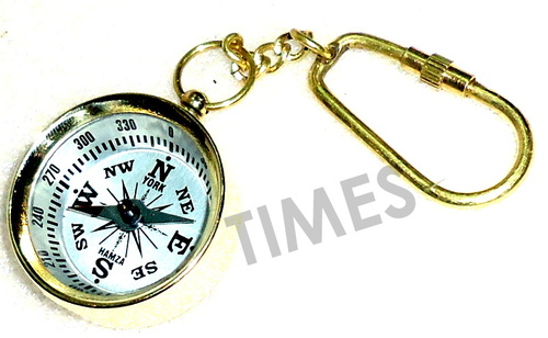 Miniature Compass White Keyring