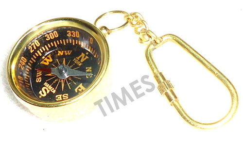 Miniature Compass Black Keyring