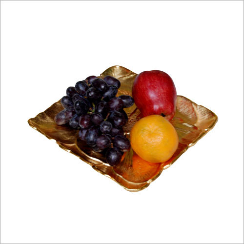Squre Alumuniume Dish With Gold Finished