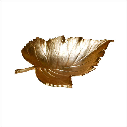 Leaf Tray With Gold Finished Made Of Alumuniume