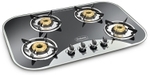 Gas Hobs - Toughened Glass, 840x577x170 mm, Black, 4 Burners, 1.5V, 14 Kg | Easy Cleaning, Efficient Cooking, Stylish Design