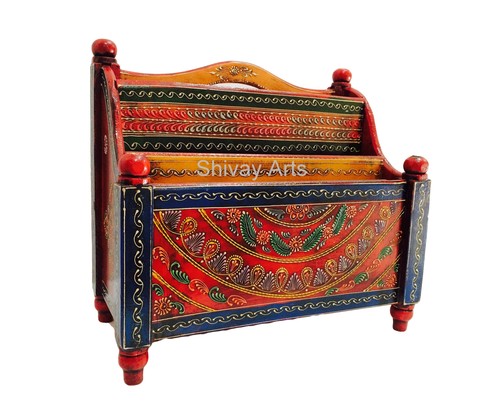 Wooden Fine Embossed Multicolored Magazine Holder Book Holder Newspaper Holder