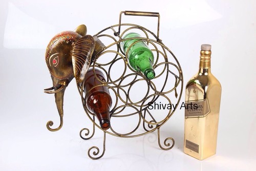 Metal Iron Handcrafted Elephant Wine Rack/Holder/Shelf For 7 Bottles