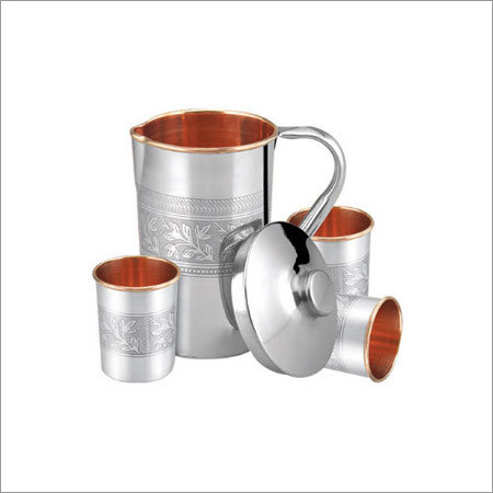 Steel Copper Embossed Jug