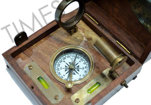 Antique Nautical Compass with Wooden Case