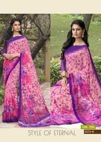 Fancy Georgette Saree - Georgette, 5.5 Mtr + 0.80 Blouse, Blue | Printed Pattern, Bollywood Style, Daily Wear Elegance