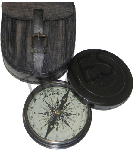 Nautical Compass With Leather Case
