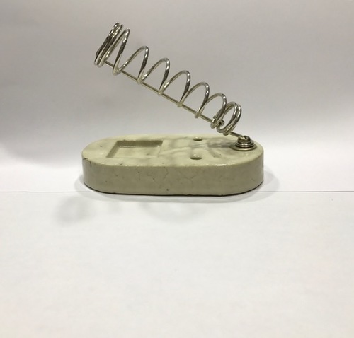 Ceramic Based Soldering Iron Stand - Ceramic Oval Base, Coiled Metal Spring, Heat Resistant, Durable, Stable Design
