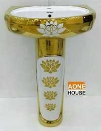 Decorative Gold Plated Wash Basin Pedestal