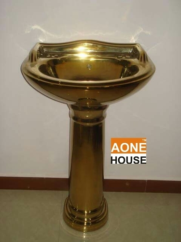 Any Color Decorative Gold Plated Wash Basin Pedestal