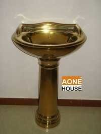 Decorative Gold Plated Wash Basin Pedestal