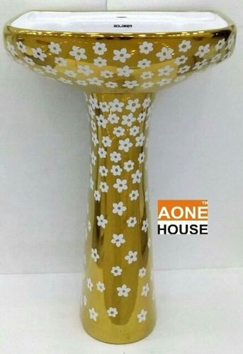 Decorative Gold Plated Wash Basin Pedestal