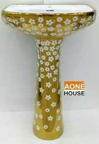 Decorative Gold Plated Wash Basin Pedestal