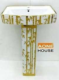 Decorative Gold Plated Wash Basin Pedestal