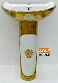 Decorative Gold Plated Wash Basin Pedestal