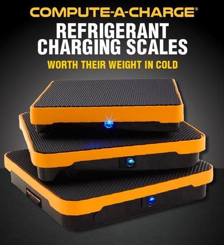 REFRIGERANT SCALES - ABS Plastic, 12x8x2 in, 50 lbs Capacity | Automatic Calibration, +/-0.2% Accuracy, Battery Powered, 0.1 oz Readability