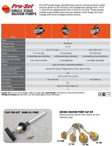 SINGLE STAGEVACUUM PUMPS