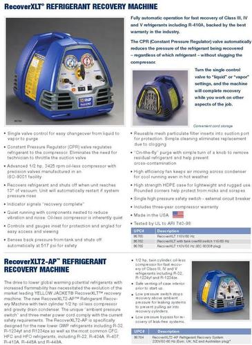 RecoverXLT REFRIGERANT RECOVERY MACHINE