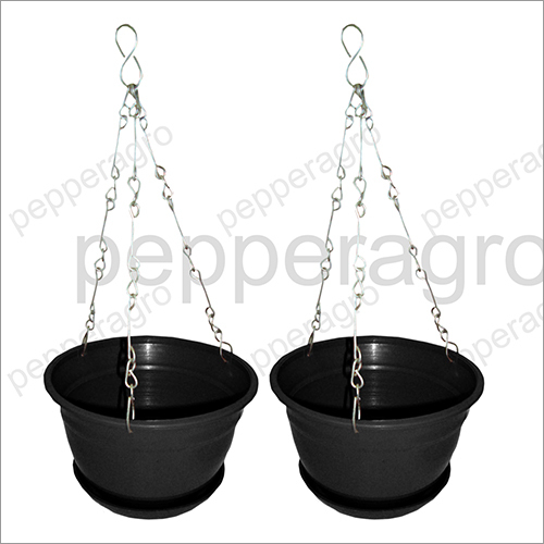 Hanging Planter With Base Plate Metal Black