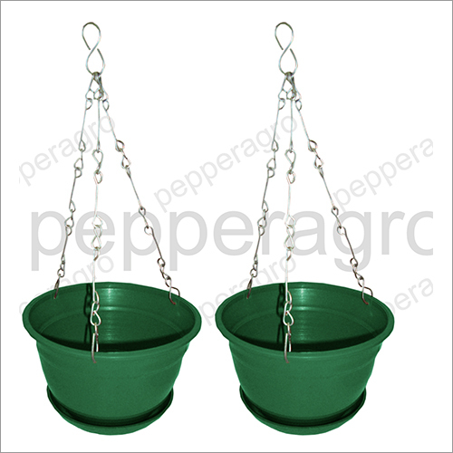 Hanging Planter With Base Plate Metal Green